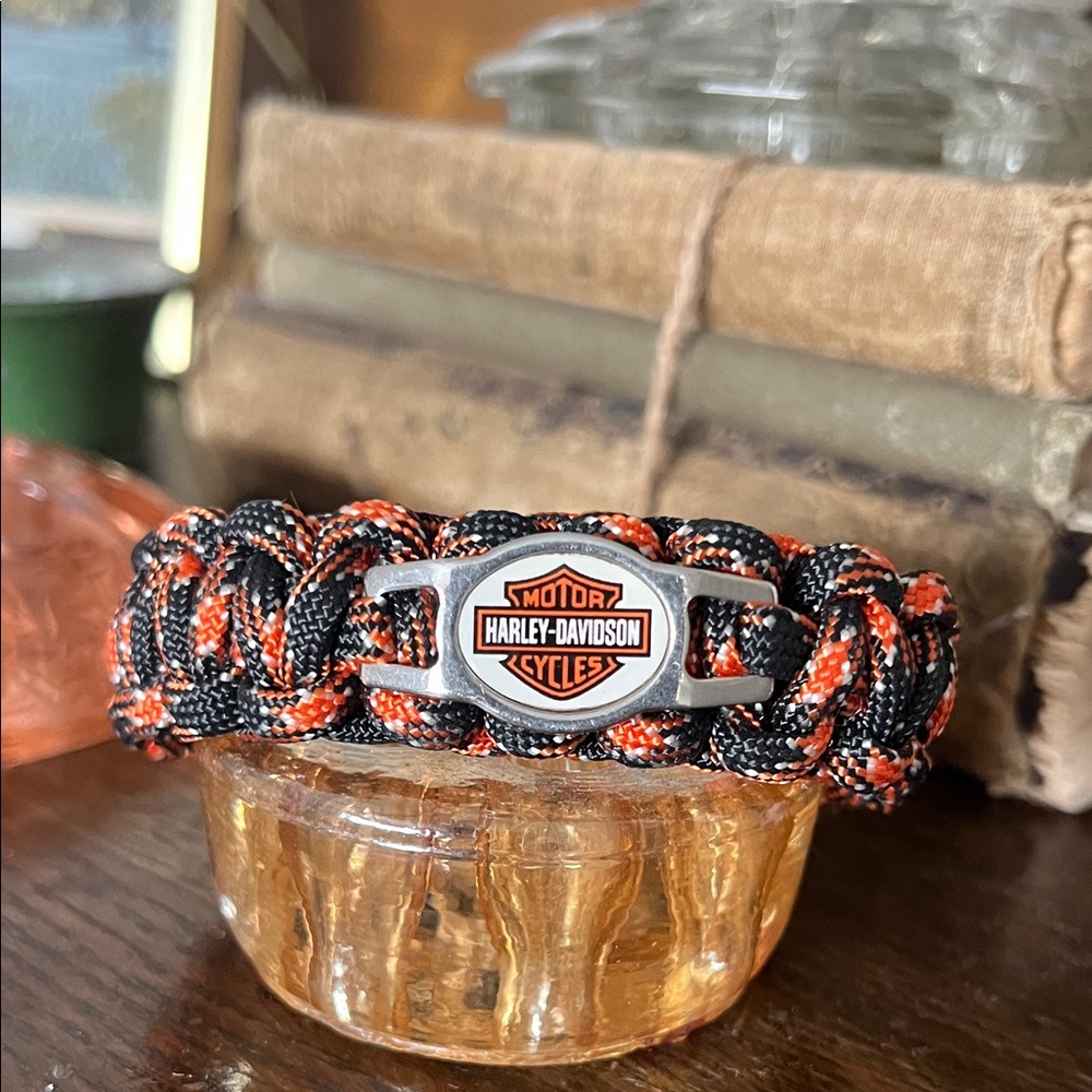 Harley-Davidson Black and Orange Braided Bracelet